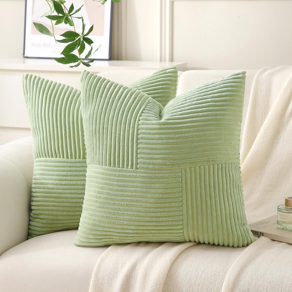 9954 Sage Green Throw Pillow Covers 16x16 inch,Pack of 2 Soft Corduroy